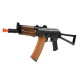 DBoys/Kalash AK-74UN Full Metal AEG Rifle - FPS: 370-390 RPS: 13-14 Metal Reciever Metal Side-folding Stock Ver. III Metal Gearbox Metal Barrel Assembly Battery & Charger included Real Wood Handgaurds Effective Range: 170-180 ft. 600 Rd. High Cap Polymer Mag
