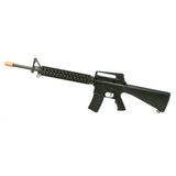 M16 RIS - Hop-up: Adjustable Shooting Mode: Semi/Fully Automatic Gearbox Type: 2 AEG Power Source: Battery Barrel Thread Type: Counter-Clockwise Barrel Thread Diameter: 14mm Magazine Capacity: 300 Rounds Bullet Type: 6mm BB Power (Muzzle Velocity): 350 FPS