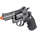 WG 2.5" Barrel Co2 Revolver (Black) -       390-450fps     Full Metal Body     Heavy Weight. 1:1 Scale     Fast Co2 Loading System     12gm Co2 Cartridge Only (Not Included)     6 Replica Shells     Tactical Rail     Replica Wood Grip