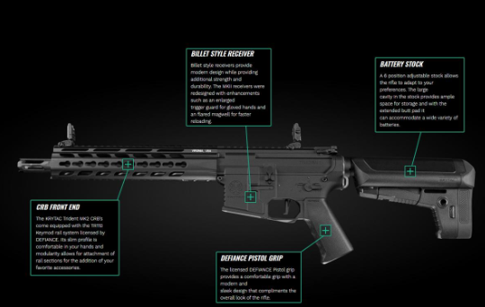 Trident Rifle Krytac Full Metal Trident MKII CRB Airsoft AEG Rifle (Model: Black / 4 ...