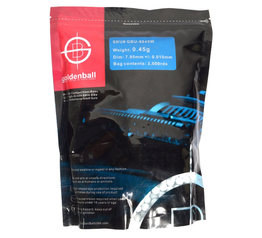 GoldenBall 8mm 0.45g  2000 Round bb - White