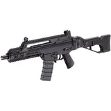 ICS G33 Compact Assault Rifle Black - Semi & Fully Automatic Shooting mode -- Metal & Standard Industrial Plastic Construction -- 370rds Hi-Cap C7 Magazine accommodate -- Full metal front & adjustable rear sight -- Nylon Fiber Side Folding SFS Stock (4 Position Extended Length / 3 Position Cheek Height ) -- 210mm G36 Tactical Handguard (Picatinny rail on Top and Bottom) With 2X 95mm Side Rail On Both -- Ergonomics texture Pistol Grip