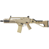 ICS G33 Compact Assault Rifle (Dark Earth) - -- Semi & Fully Automatic Shooting mode -- Metal & Standard Industrial Plastic Construction -- 370rds Hi-Cap C7 Magazine accommodate -- Full metal front & adjustable rear sight -- Nylon Fiber Side Folding SFS Stock (4 Position Extended Length / 3 Position Cheek Height ) -- 210mm G36 Tactical Handguard (Picatinny rail on Top and Bottom) With 2X 95mm Side Rail On Both -- Ergonomics texture Pistol Grip -- 230mm Outer Barrel With 50mm Flash Hider