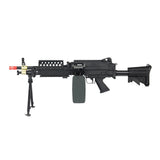 A&K M249 MK46 SPW - FULL METAL, INTEGRATED BIPOD RAIL ON UPPER RECEIVER ALLOWS FITMENT OF OPTICS RETRACTABLE STOCK TRI-RAIL ON TOP & BOTTOM FOR FITMENT OF ACCESSORIES ADJUSTABLE REAR SIGHT