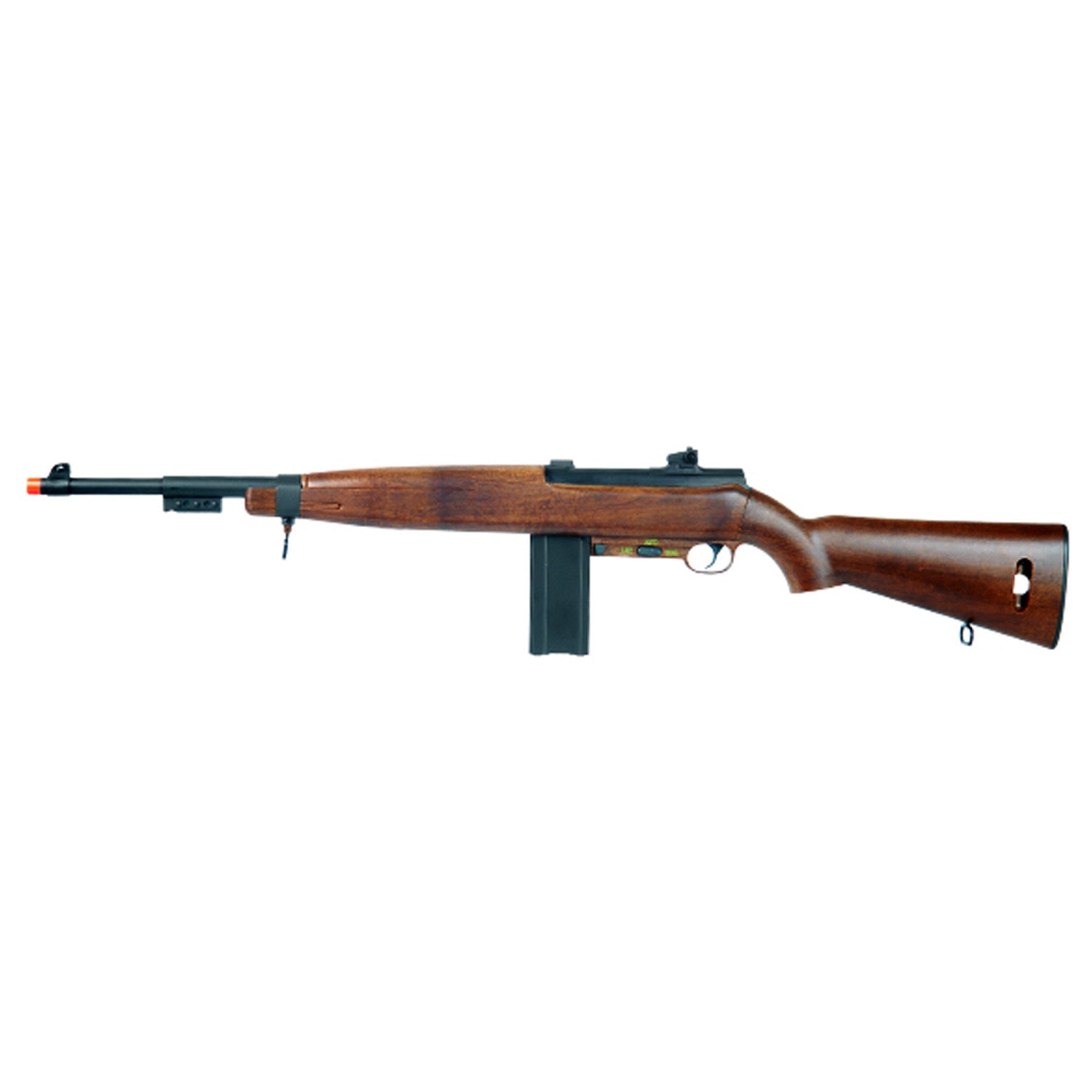 M1 Carbine Plastic Gearbox -      Durable ABS Gears     Thick ABS Plastic Construction     1:1 Scale     Adjustable Hop Up     Safe/Semi/Full Auto Selection Switch     Electric Powered     Battery Charge Time: 2.5 Hours     Effective Power Range: 1-50 Feet     Accuracy Range: 1-30 Feet     Maximum Range: 100 Feet