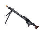 Full Metal MG42 Airsoft AEG Machine Gun - Stamped Steel Receiver, Full Metal Barrel Assembly, Real Wood Stock, Full Metal Steel Bushing Gearbox Steel, Folding Bipod