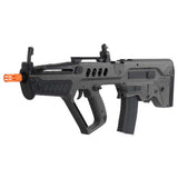 Full Metal Gearbox Tavor TAR-21 AEG Advanced Tactical Rifle - Polymer Exterior Metal Barrel Assembly 330-350 FPS 12-13 RPS 8.4 V. Rechargeable Battery & Wall Charger Included 380 Rd. High Cap Magazine Included Metal Internal Gearbox Quick Spring Change Ability Battery Located in the Front Hand Guard Flip Up Front & Rear Sight Top Rail for Optics Ambidextrous Mag Release